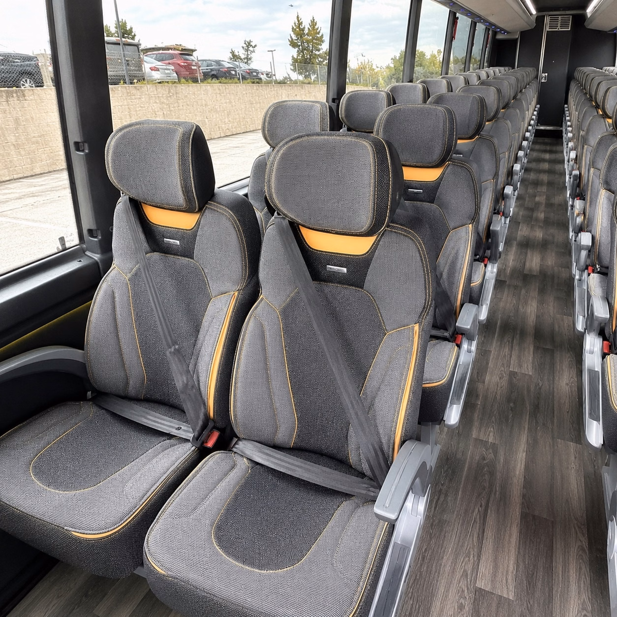56 passenger charter bus inside